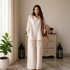 STYLUM WOMEN ELEGANCE IN NEUTRAL LINEN CORD SET