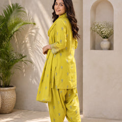 Mustard Embroidered Kurta Set