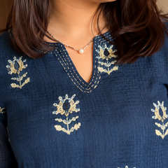 Indigo Floral Printed Kurta