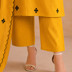 Mustard Yellow Embroidered Kurta Pant Set with Dupatta