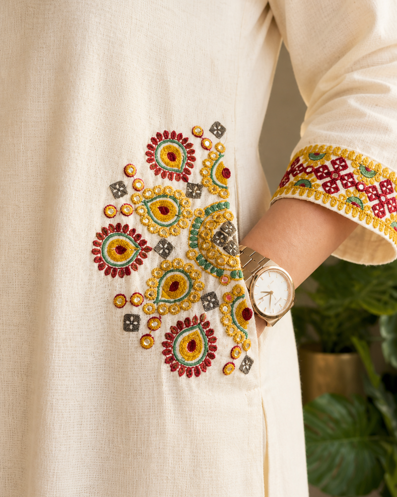 STYLUM WOMEN ELEGANT ETHNIC CHARM IN IVORY KURTA