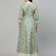 Stylum Women's Printed Rayon Blend Anarkali Kurta (AARUGREEN)
