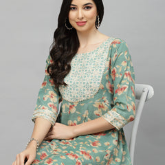 Stylum Women's Printed Rayon Blend Anarkali Kurta (AARUGREEN)