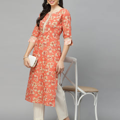 Printed Rayon Blend Straight Kurta