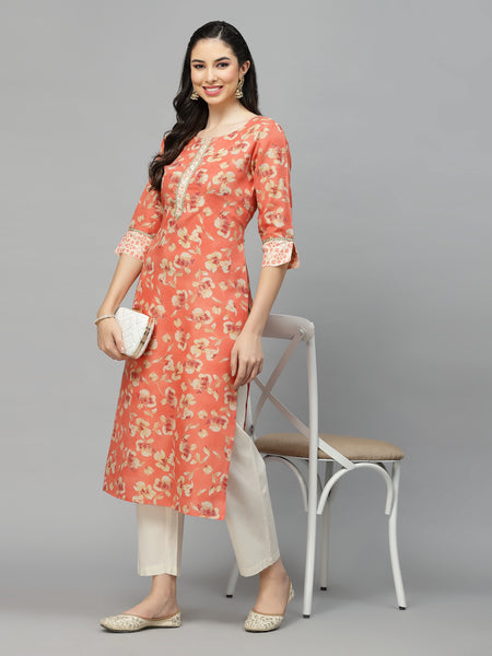 Printed Rayon Blend Straight Kurta
