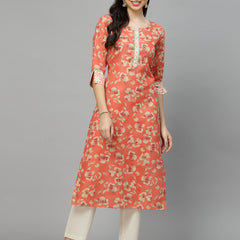Printed Rayon Blend Straight Kurta