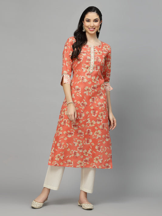 Printed Rayon Blend Straight Kurta