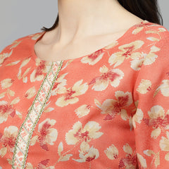 Printed Rayon Blend Straight Kurta