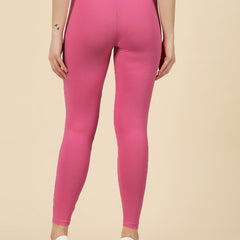 Stylum Women's Solid Mid Rise Cotton Lycra Ankle Length Leggings (ANKLE_PINK)