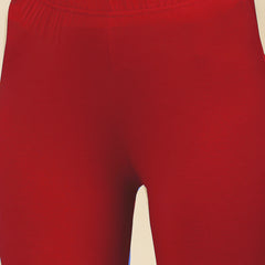 Stylum Women's Solid Mid Rise Cotton Lycra Ankle Length Leggings (ANKLE_RED)