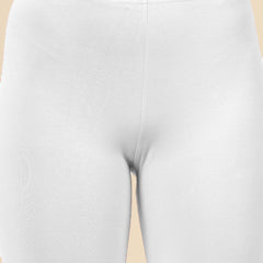 Stylum Women's Solid Mid Rise Cotton Lycra Ankle Length Leggings (ANKLE_WHITE)