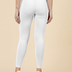 Stylum Women's Solid Mid Rise Cotton Lycra Ankle Length Leggings (ANKLE_WHITE)