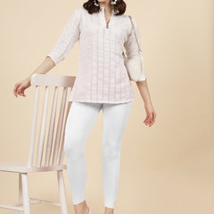 Stylum Women's Solid Mid Rise Cotton Lycra Ankle Length Leggings (ANKLE_WHITE)