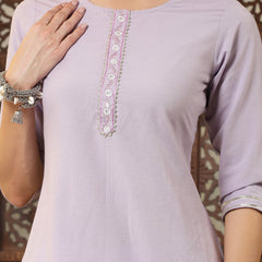 Stylum Women's Solid Cotton Blend Straight Kurta (ASHLEY)