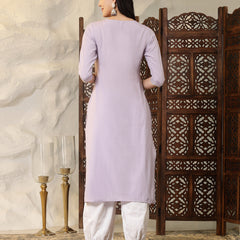 Stylum Women's Solid Cotton Blend Straight Kurta (ASHLEY)