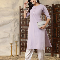 Stylum Women's Solid Cotton Blend Straight Kurta (ASHLEY)