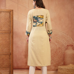 Stylum Women's Beige Solid Rayon Straight Kurta (BEIGEDHARA)