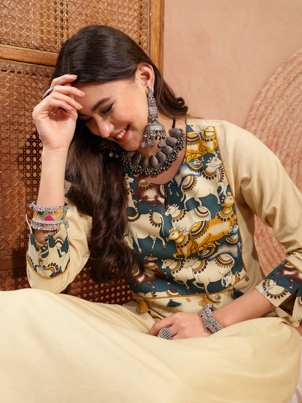 Stylum Women's Beige Solid Rayon Straight Kurta (BEIGEDHARA)