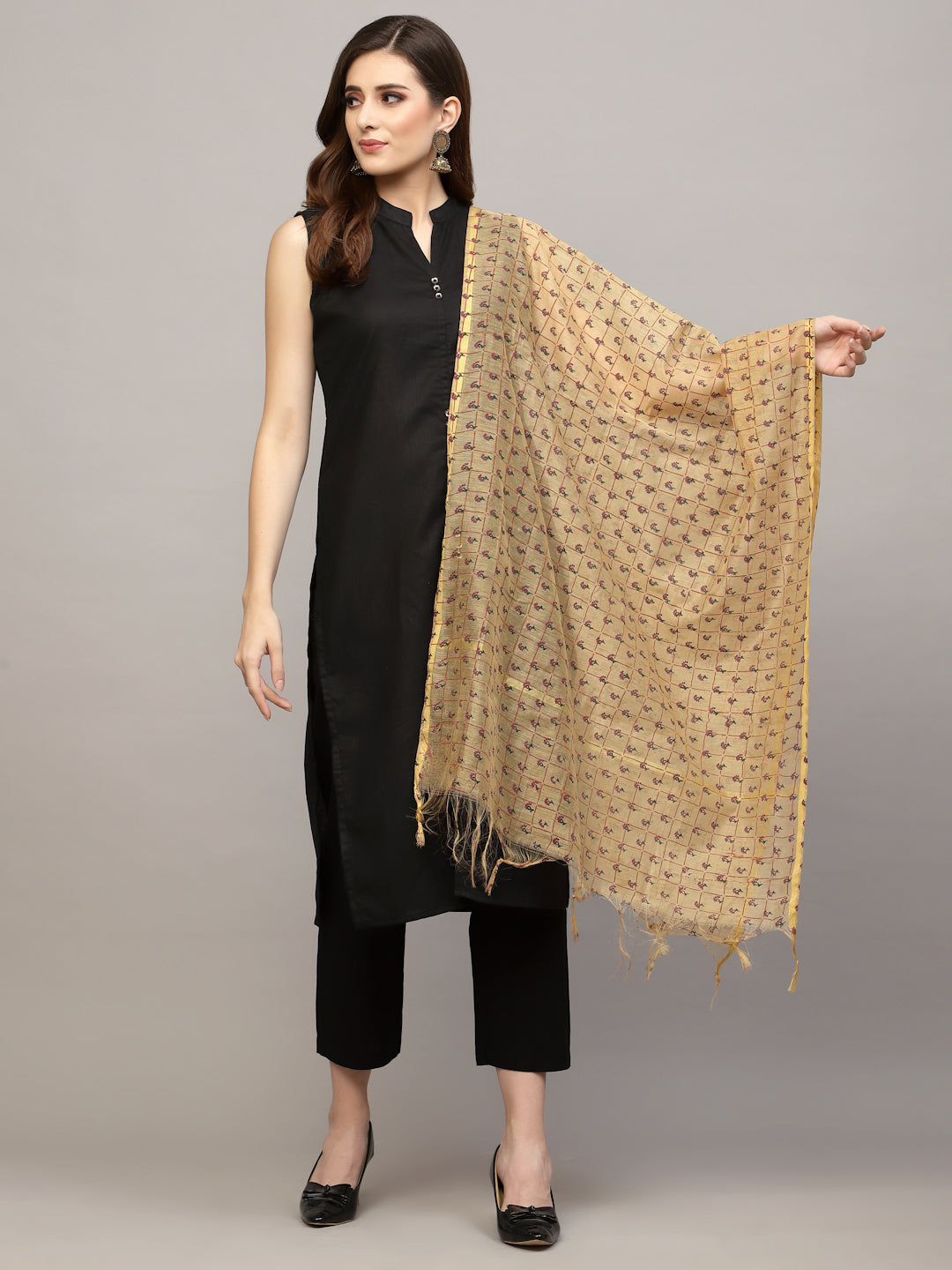 Floral Printed Chanderi Dupatta