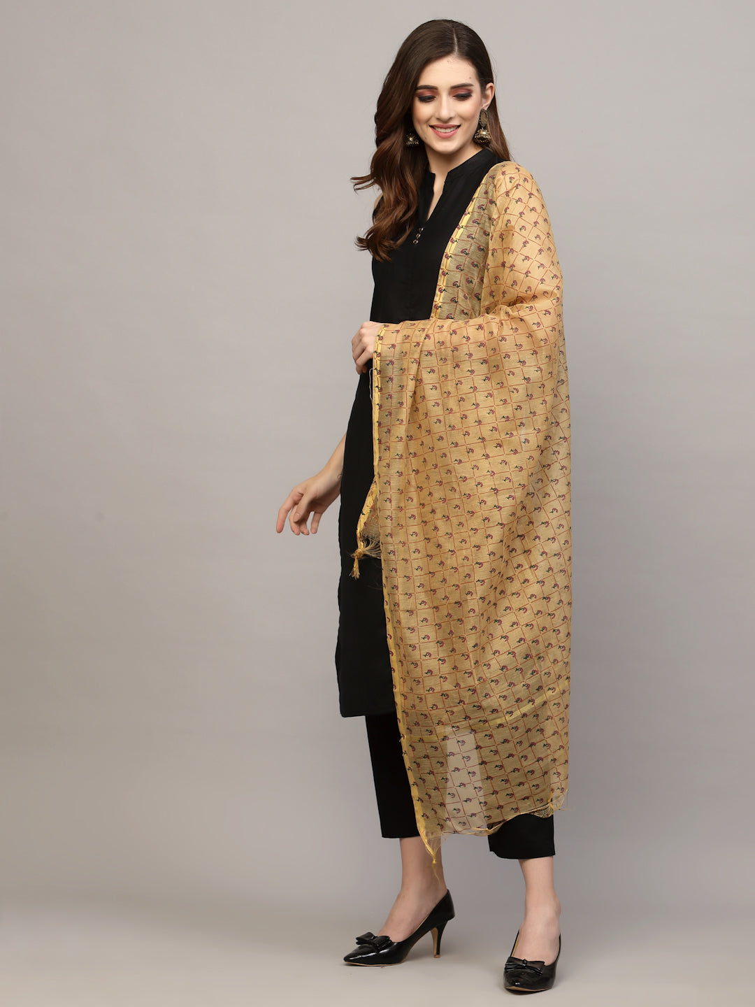 Floral Printed Chanderi Dupatta