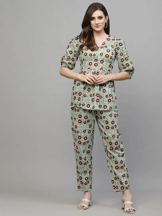 Floral Printed Cotton Co-Ords set 