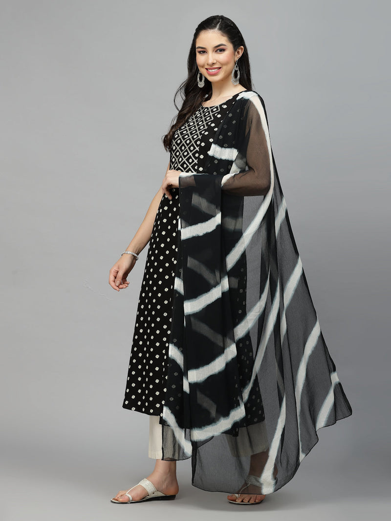 Printed A-Line Kurta with Dupatta