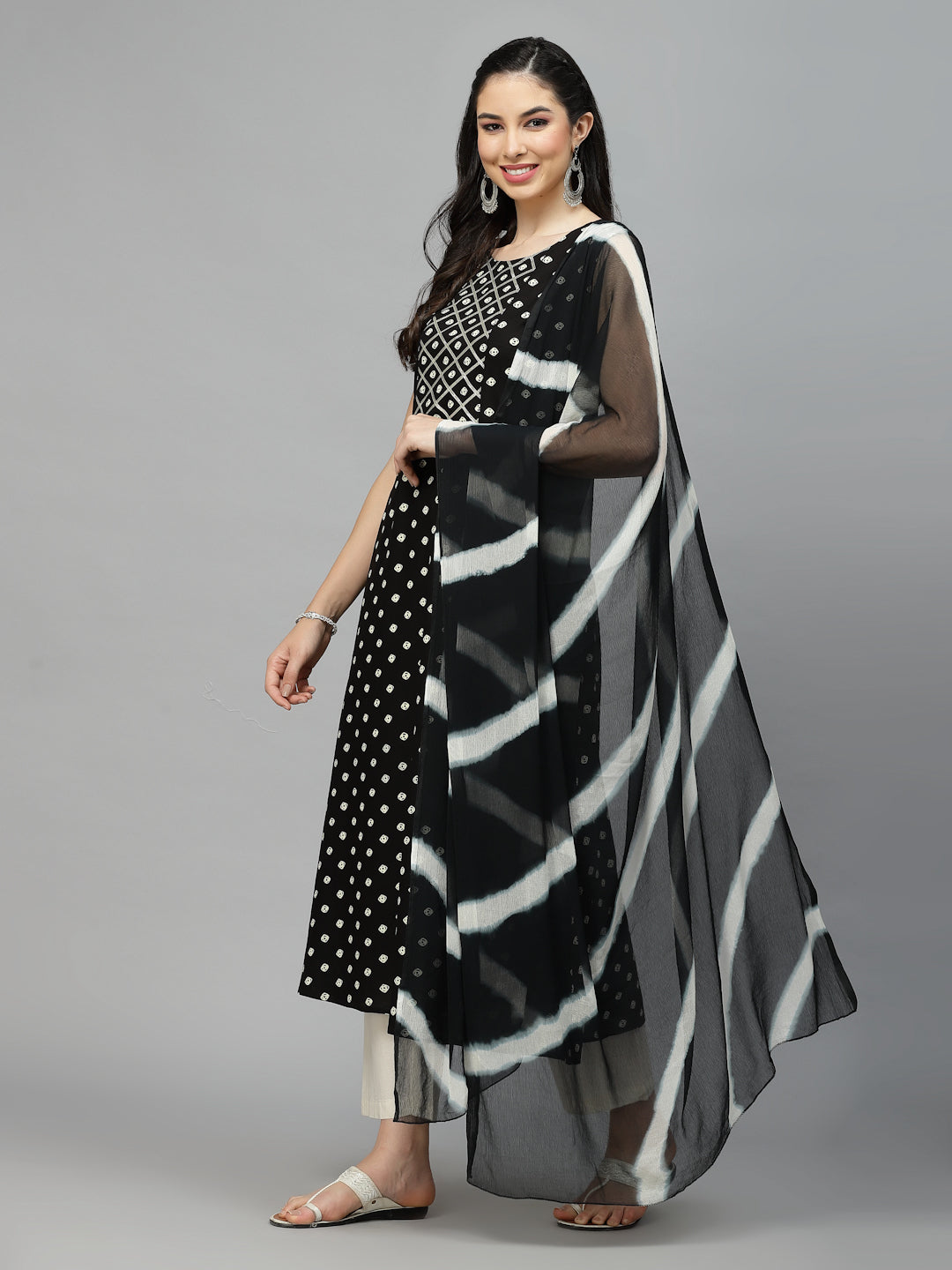 Printed A-Line Kurta with Dupatta