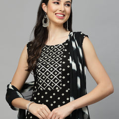 Printed A-Line Kurta with Dupatta