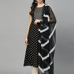 Printed A-Line Kurta with Dupatta