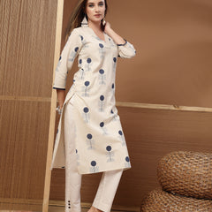 Stylum Women's Blue Geomatric Printed Cotton Straight Kurta (BLUEFLYING)