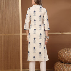 Stylum Women's Blue Geomatric Printed Cotton Straight Kurta (BLUEFLYING)