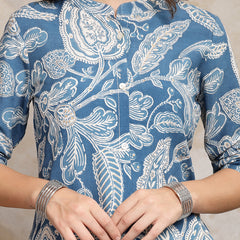 Stylum Women's Blue Paisley Printed Rayon A-Line Kurta (BLUEPARIS)