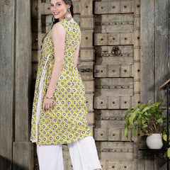 Stylum Women's Geometric Printed Cotton Pleated Kurta (BRAZIL)