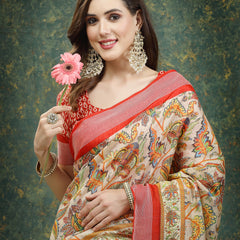 Digital Print Cotton Blend Saree