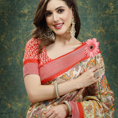 Digital Print Cotton Blend Saree
