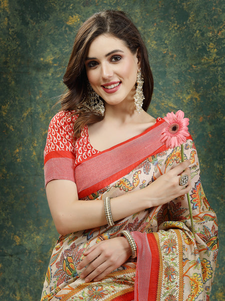 Digital Print Cotton Blend Saree