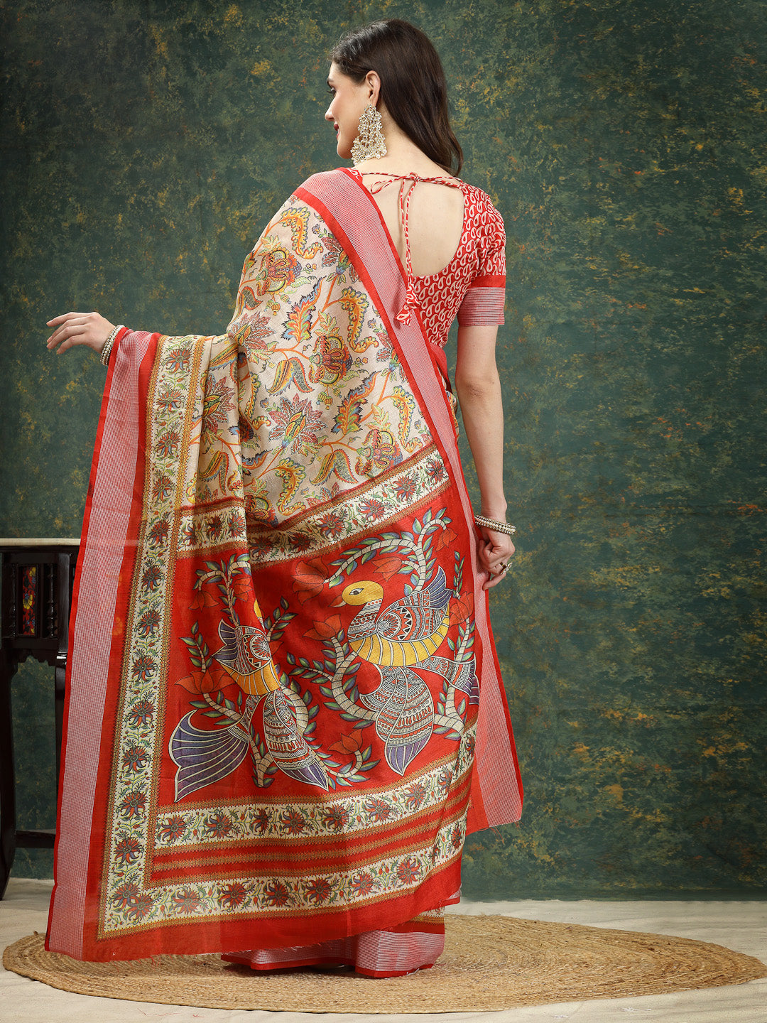 Light Orange Color - Cotton Silk Saree - Silk Zari Artistic Pattern -