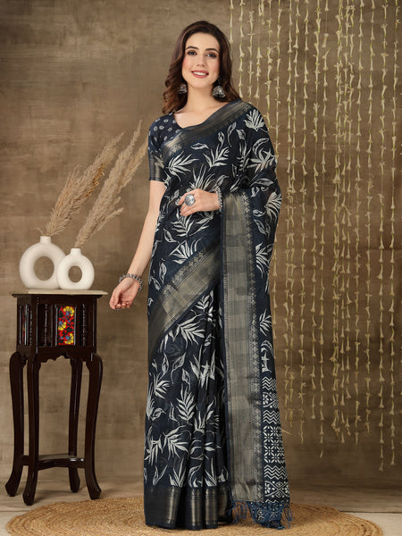 Paisley Print Cotton Blend Saree