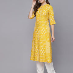 Printed Rayon A-Line Kurta