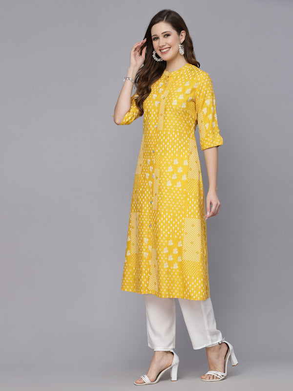 Printed Rayon A-Line Kurta