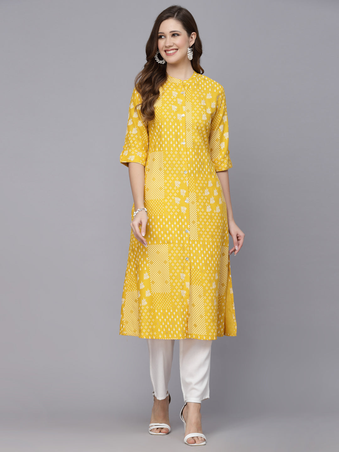 Printed Rayon A-Line Kurta