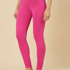 Stylum Women's Solid Mid Rise Cotton Lycra Churidar Leggings (CHURIDAR_PINK)