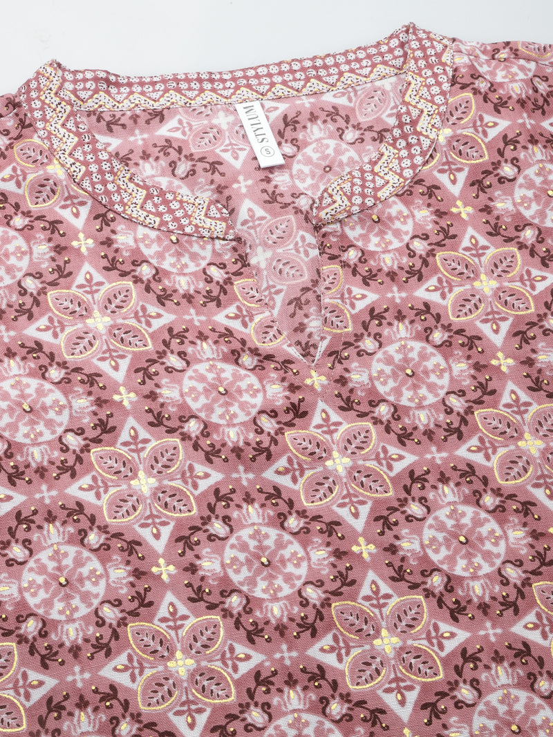 Stylum Women's Printed Cotton Blend Kurta Pant Dupatta Set (COLINMAUVE)