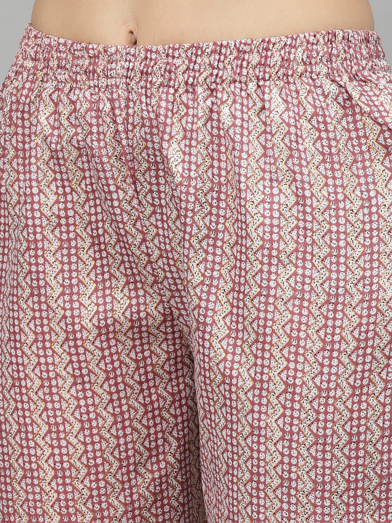 Stylum Women's Printed Cotton Blend Kurta Pant Dupatta Set (COLINMAUVE)