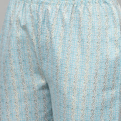 Stylum Women's Printed Cotton Blend Kurta Pant Dupatta Set (COLINSKY)