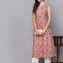 Printed Cotton A-Line Kurta