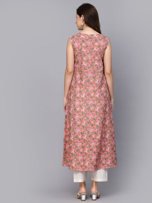 Printed Cotton A-Line Kurta