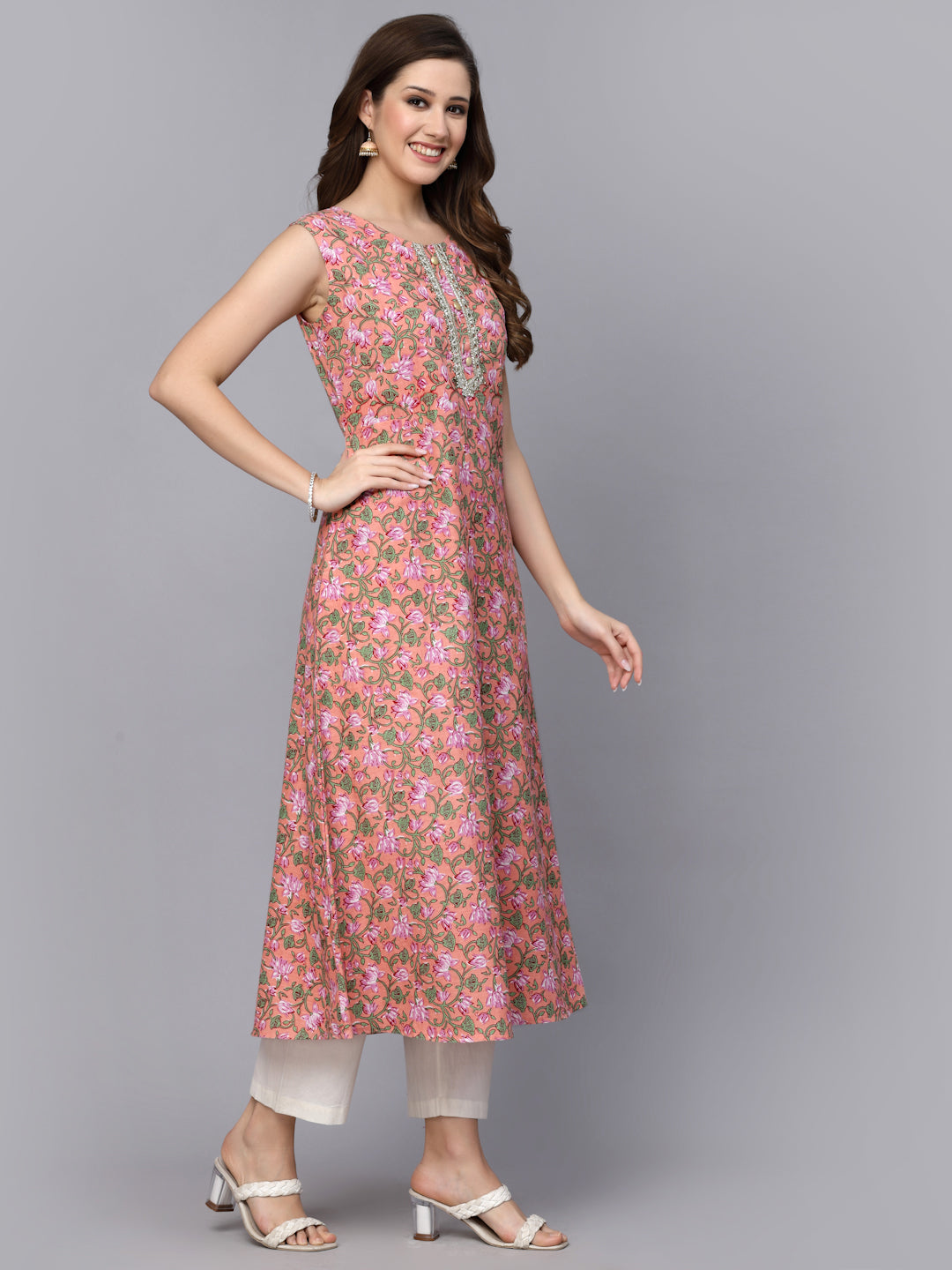 Printed Cotton A-Line Kurta