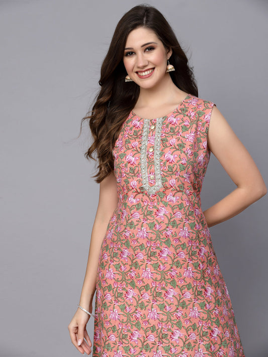 Printed Cotton A-Line Kurta