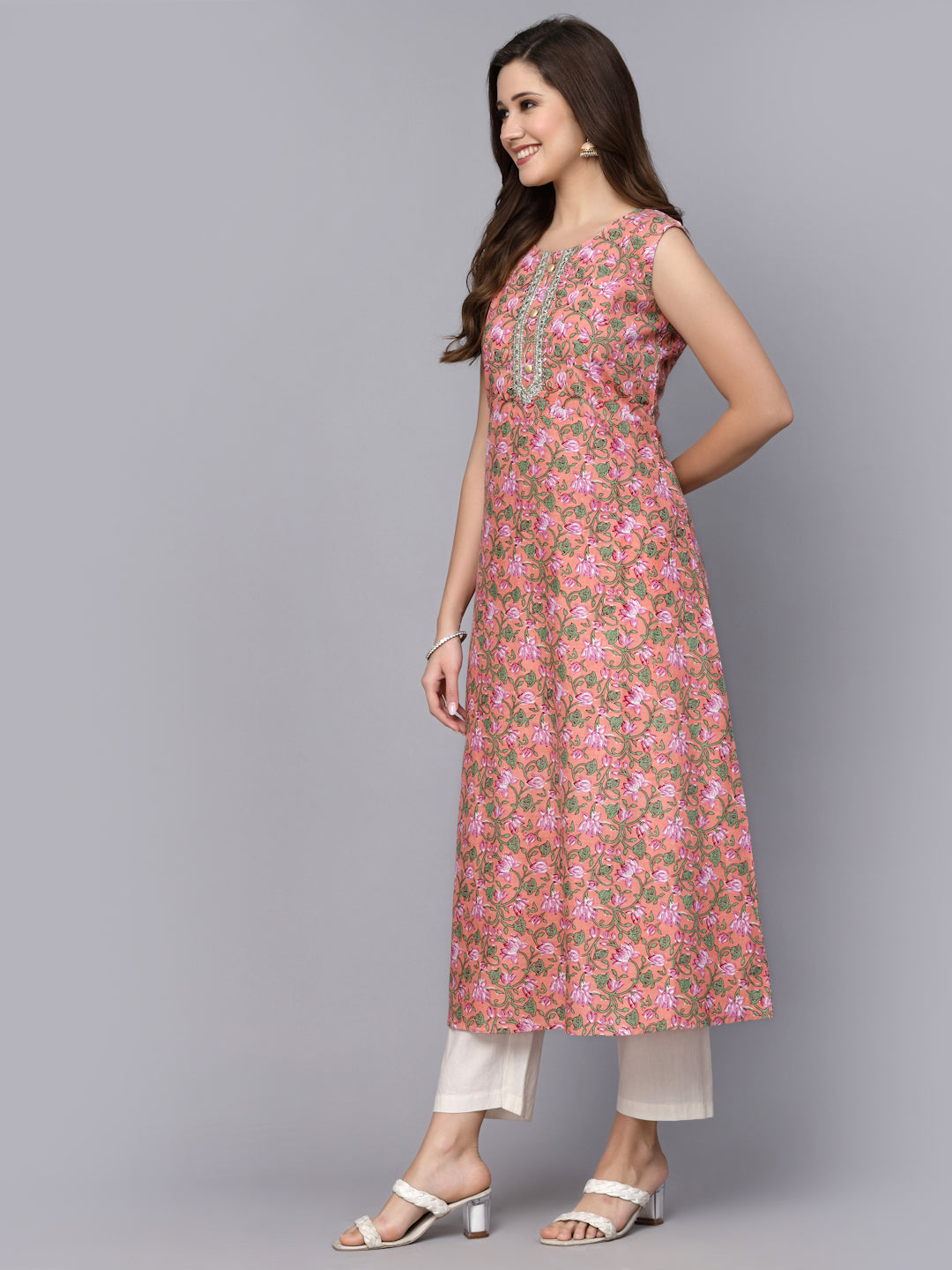 Printed Cotton A-Line Kurta